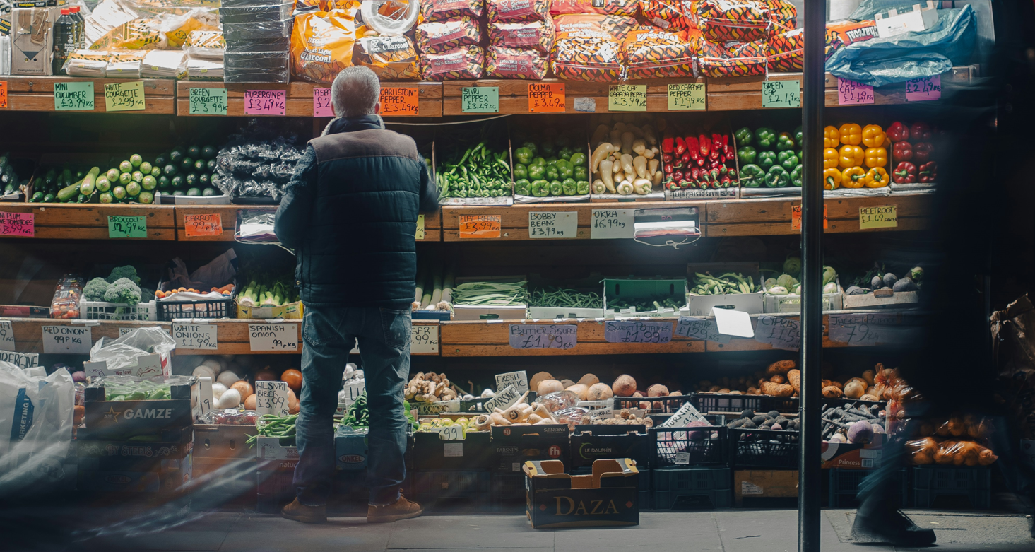 Man shopping for vegetables