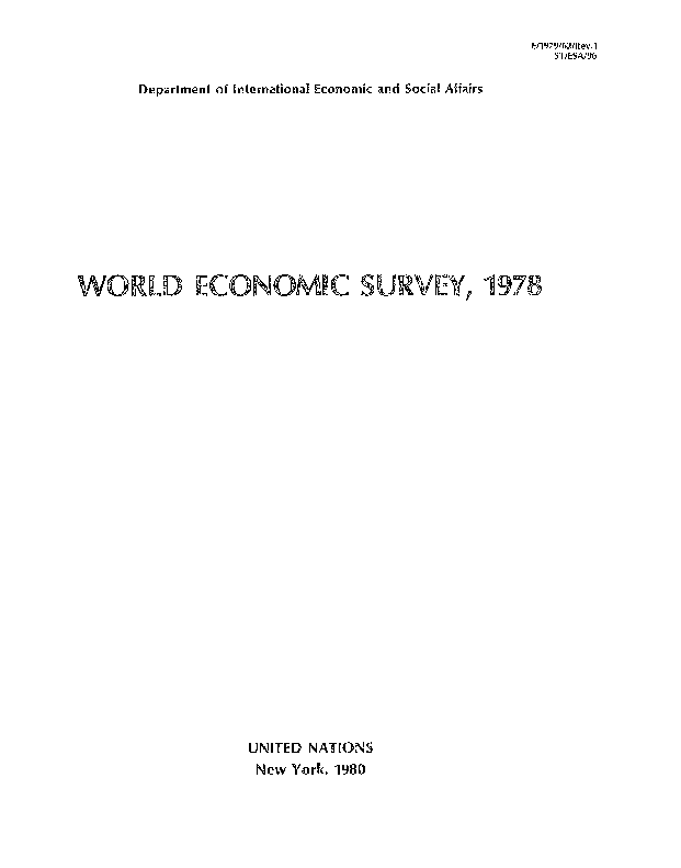 World Economic and Social Survey 1978