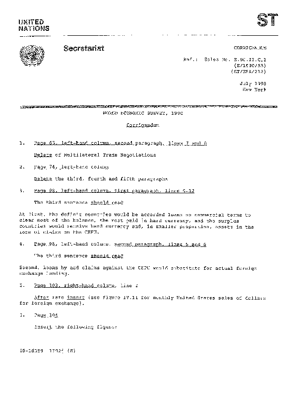 World Economic and Social Survey 1990