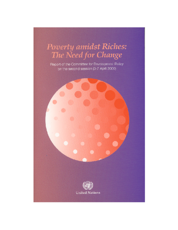 Poverty amidst Riches: The Need for Change