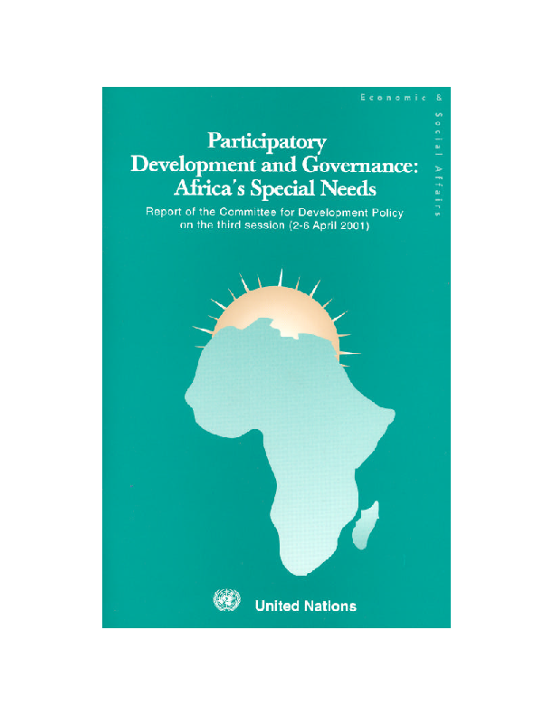 Participatory Development and Governance: Africa?s Special Needs