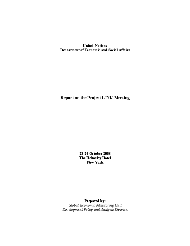 Project LINK Meeting Document 2008