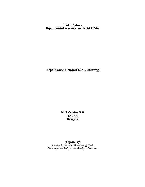 Project LINK Meeting Document 2009