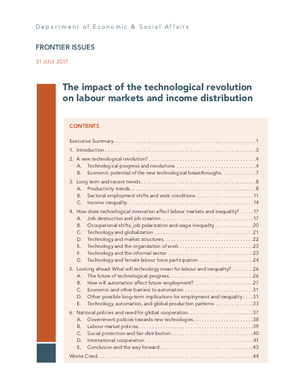 Frontier Issues: The impact of the technological revolution on labour markets and income distribution
