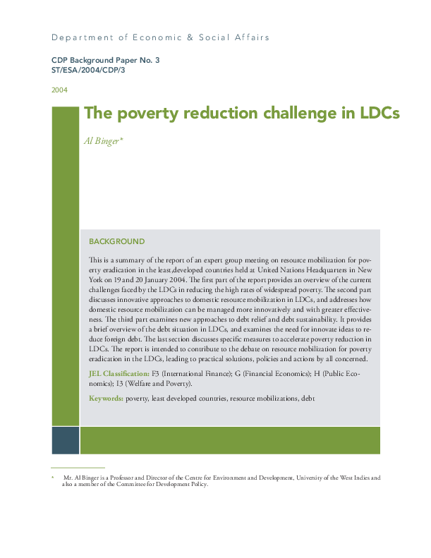 The poverty reduction challenge in LDCs