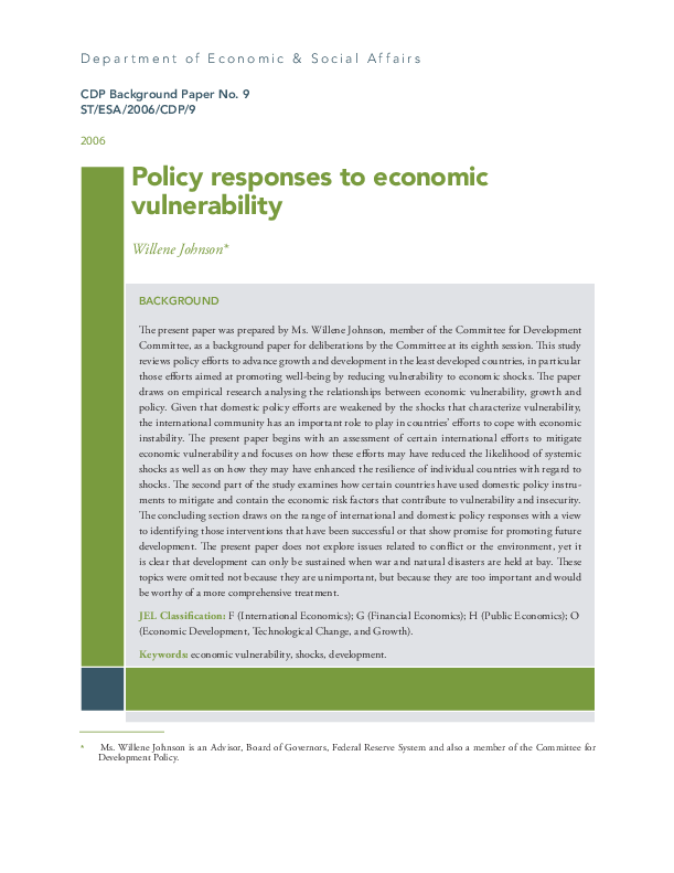 Policy responses to economic vulnerability
