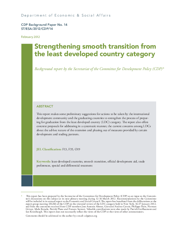 Strengthening smooth transition from the least developed country category