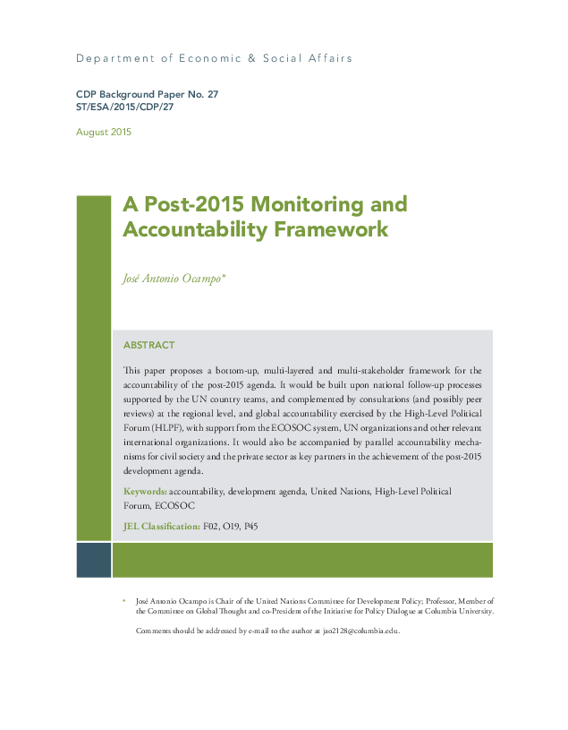 A Post-2015 Monitoring and Accountability Framework