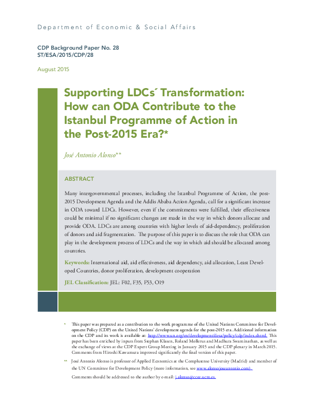 Supporting LDCs? Transformation: How can ODA Contribute to the Istanbul Programme of Action in the Post-2015 Era?