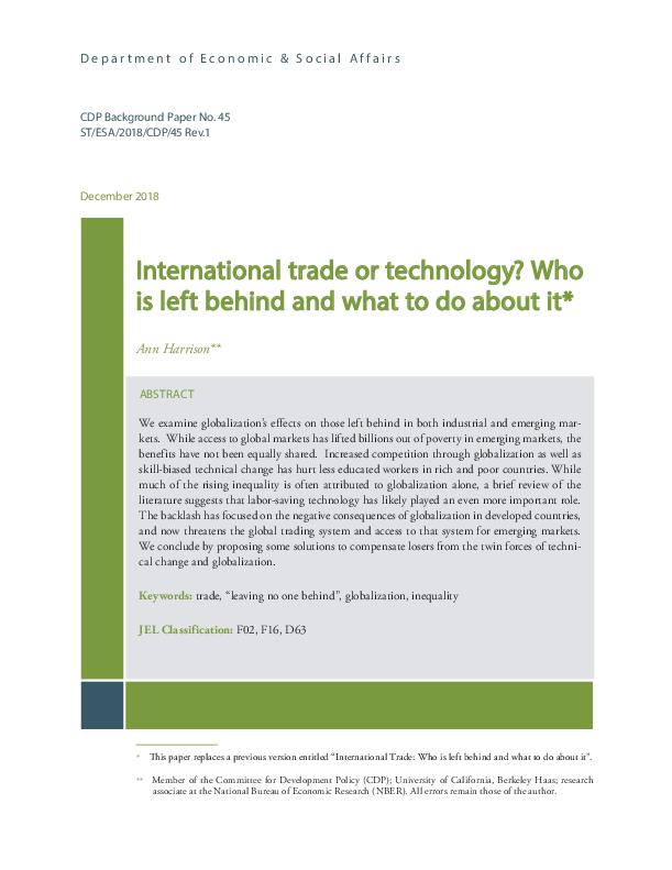 International trade or technology? Who is left behind and what to do about it