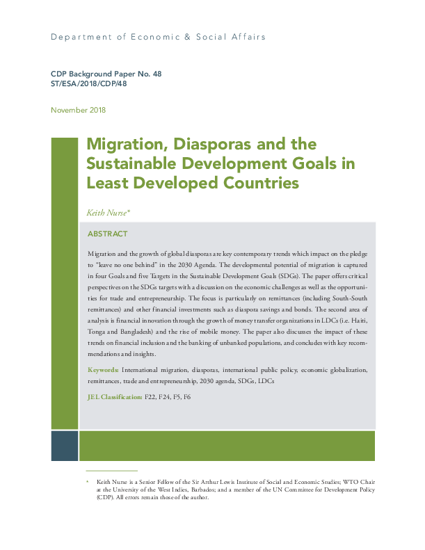 Migration, Diasporas and the Sustainable Development Goals in Least Developed Countries