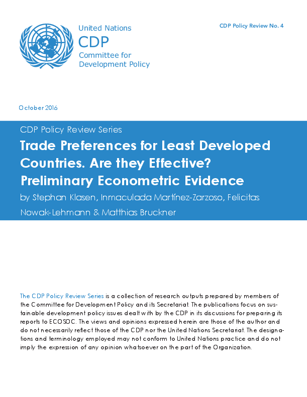 Trade Preferences for Least Developed Countries. Are they Effective? Preliminary Econometric Evidence