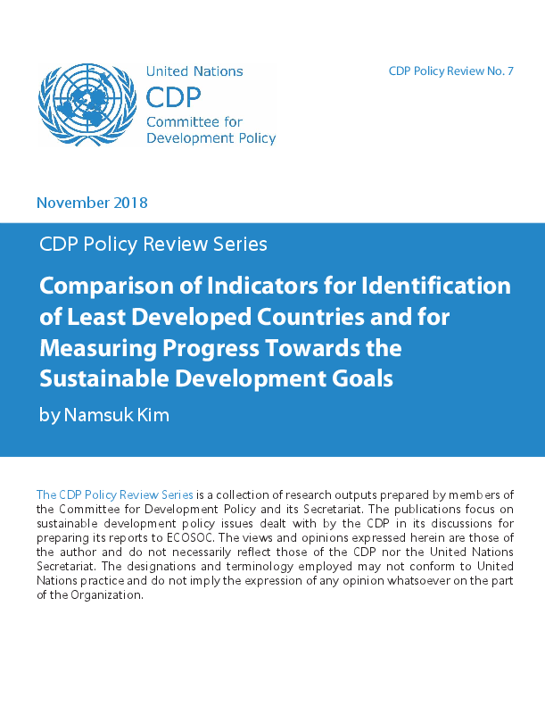Comparison of Indicators for Identification of Least Developed Countries and for Measuring Progress Towards the Sustainable Development Goals