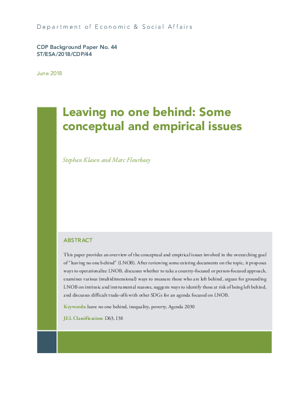 Leaving no one behind: Some conceptual and empirical issues