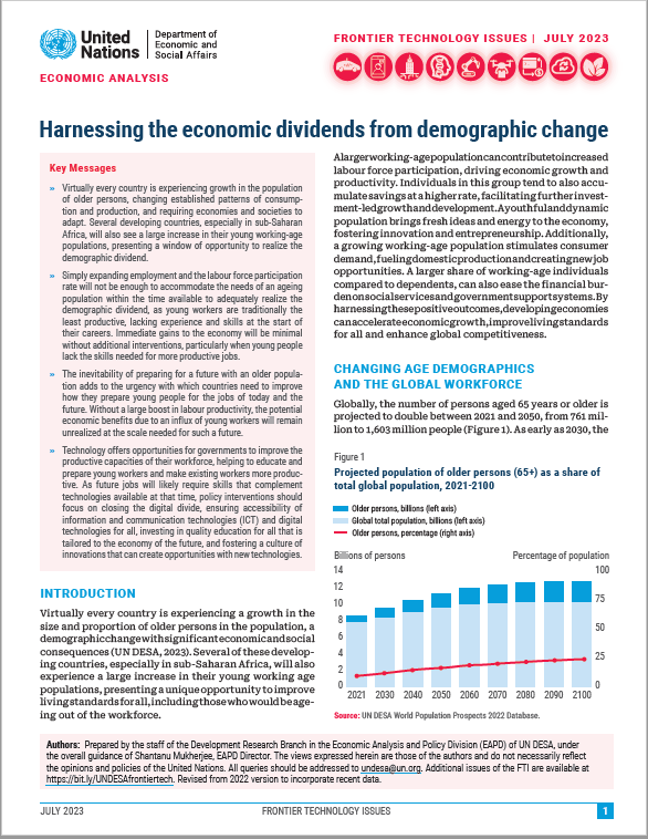 Frontier Technology Issues: Harnessing the economic dividends from demographic change