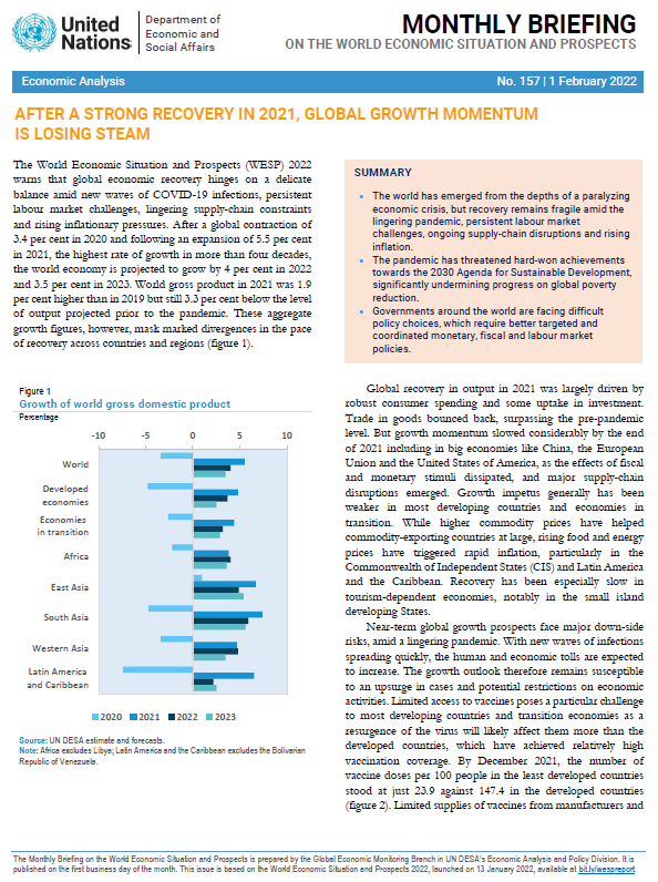 World Economic Situation and Prospects: February 2022 Briefing, No. 157