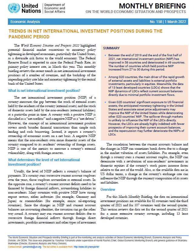 World Economic Situation and Prospects: March 2022 Briefing, No. 158