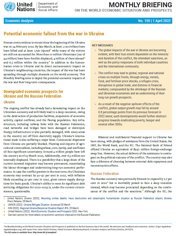 World Economic Situation and Prospects: April 2022 Briefing, No. 159