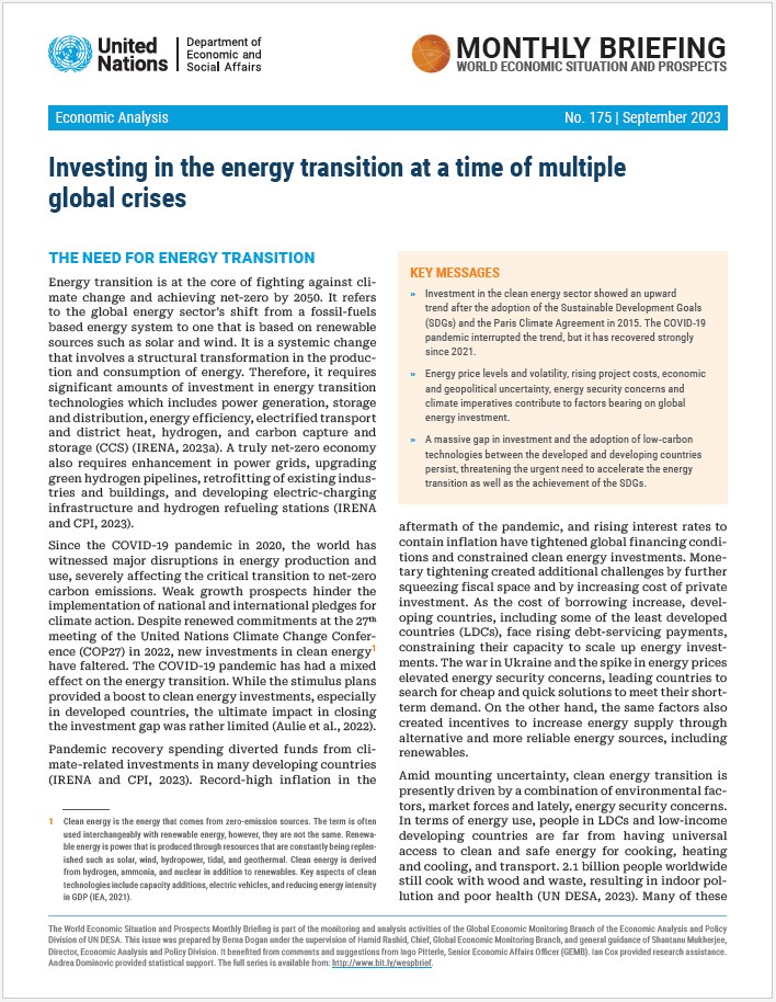 World Economic Situation and Prospects: September 2023 Briefing, No. 175