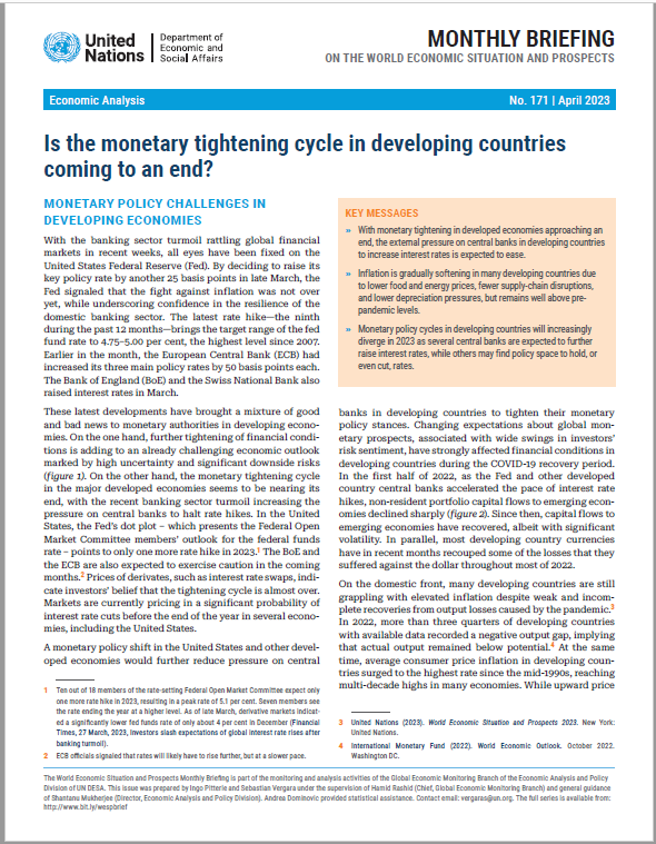 World Economic Situation and Prospects: April 2023 Briefing, No. 171