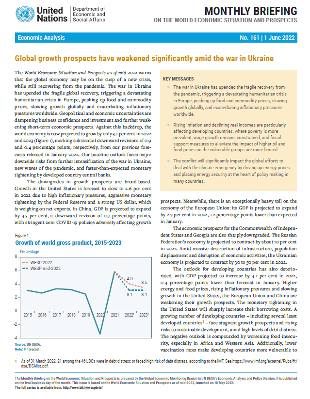 World Economic Situation and Prospects: June 2022 Briefing, No. 161