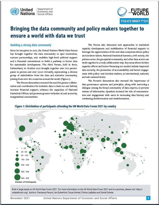 UN DESA Policy Brief No. 121: Bringing the data community and policy makers together to ensure a world with data we trust