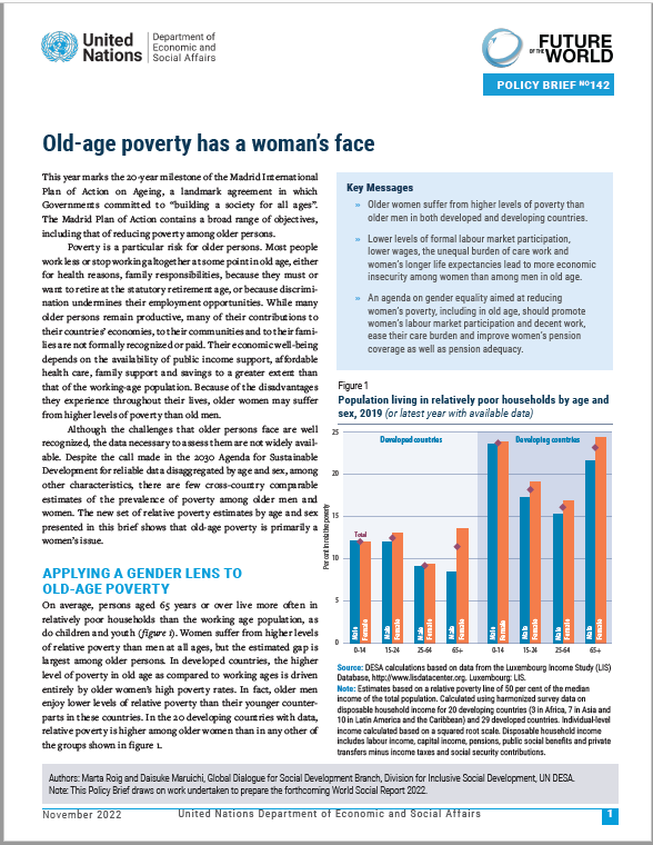 UN DESA Policy Brief No. 142: Old-age poverty has a woman?s face