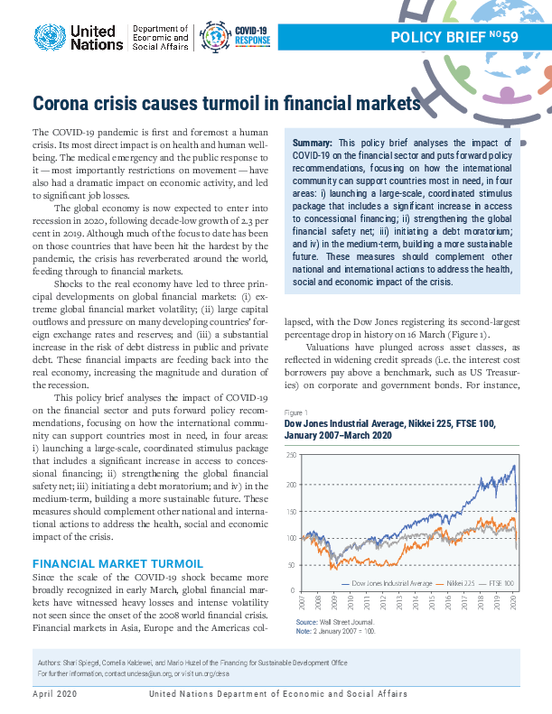 UN/DESA Policy Brief #59: Corona crisis causes turmoil in financial markets