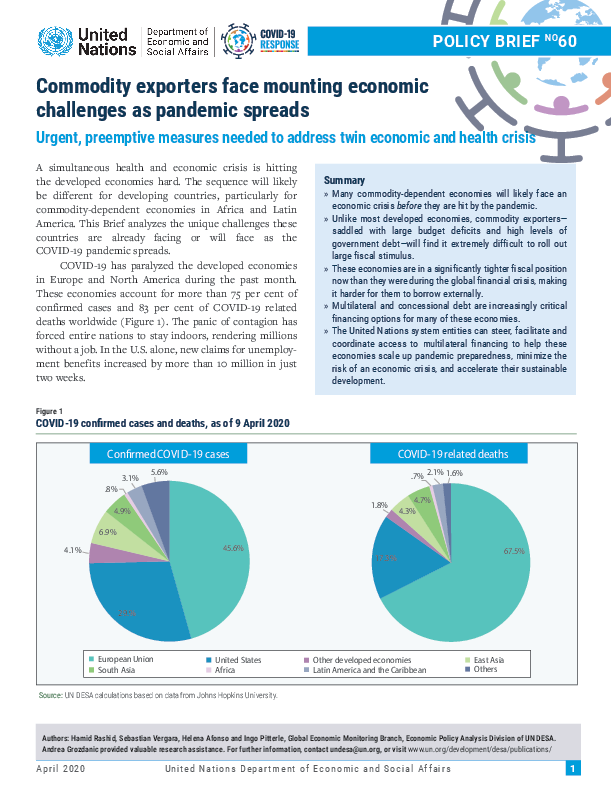 UN/DESA Policy Brief #60: Commodity exporters face mounting economic challenges as pandemic spreads