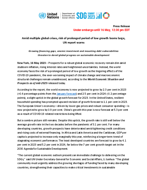 World Economic Situation and Prospects as of mid-2023
