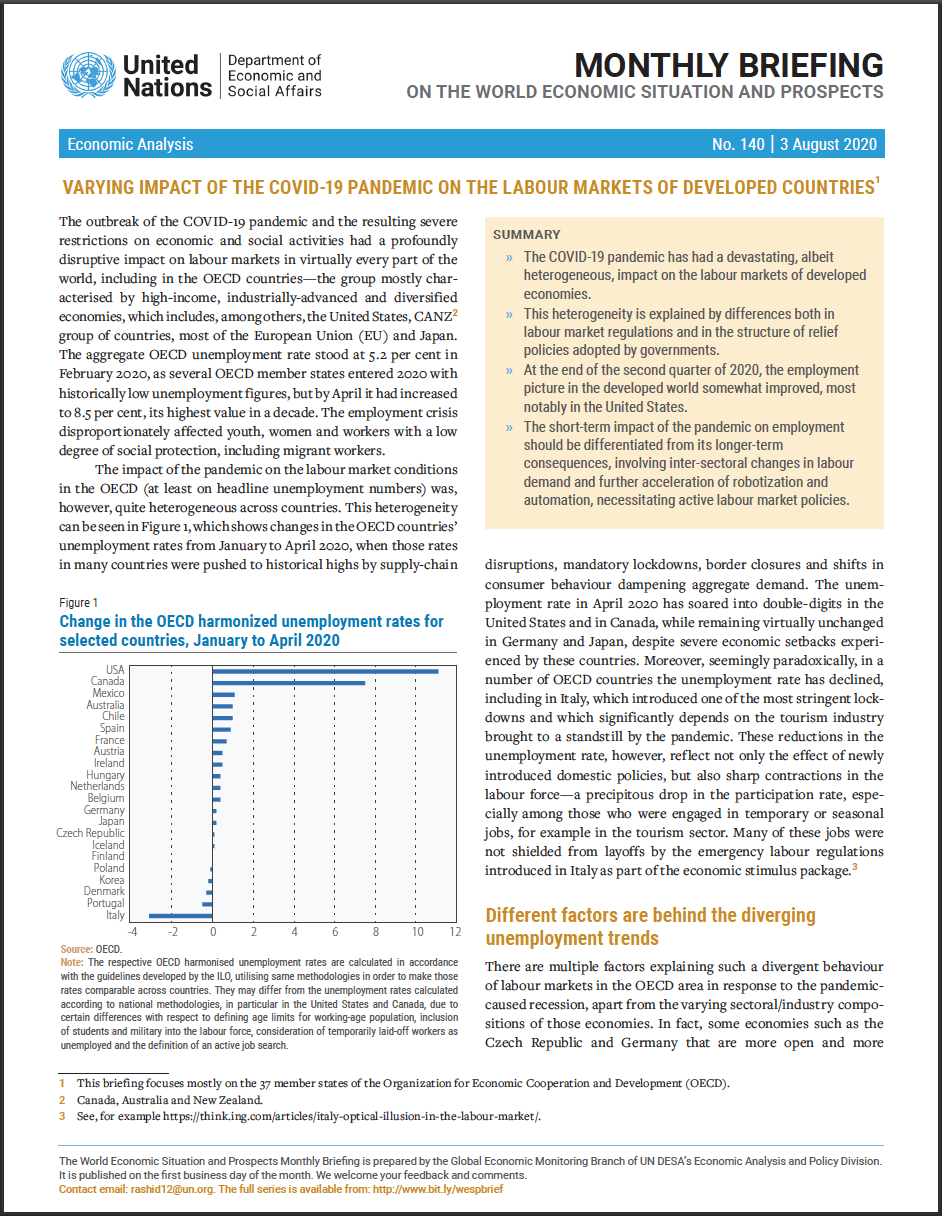 World Economic Situation And Prospects: August 2020 Briefing, No. 140