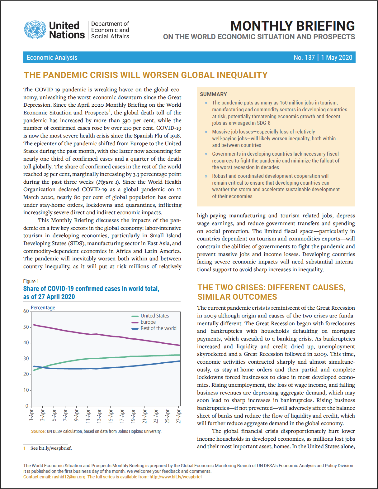 Situation et perspectives de l??conomie mondiale 2020: R?sum? analytique