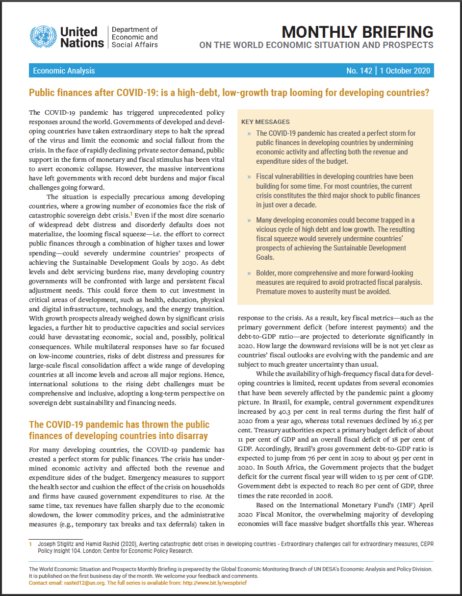 World Economic Situation And Prospects: October 2020 Briefing, No. 142