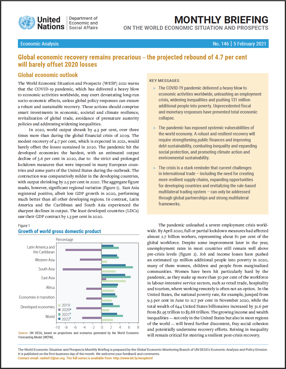 World Economic Situation And Prospects: February 2021 Briefing, No. 146