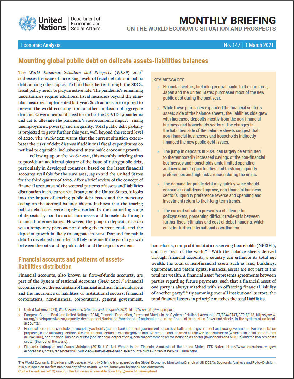 World Economic Situation And Prospects: March 2021 Briefing, No. 147