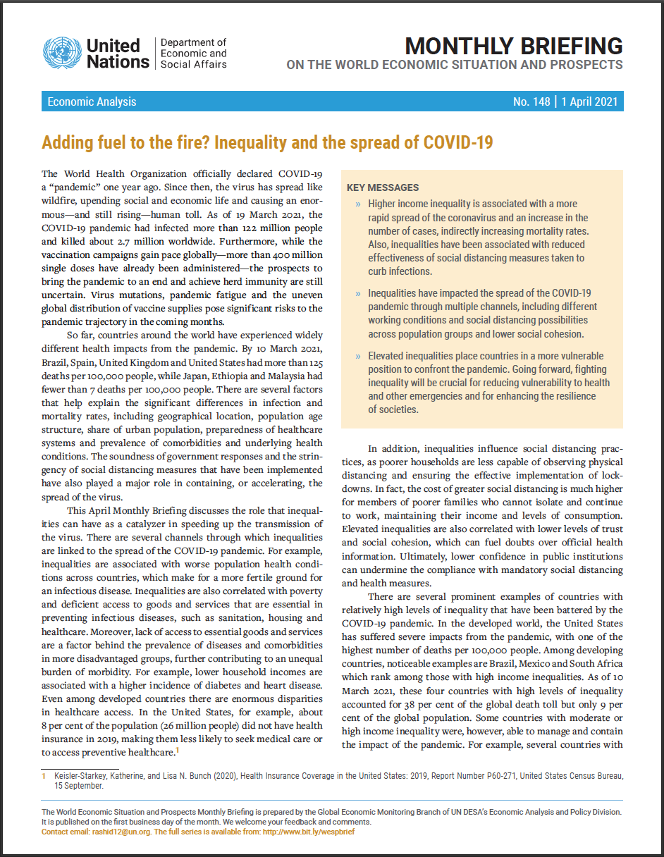 World Economic Situation And Prospects: April 2021 Briefing, No. 148