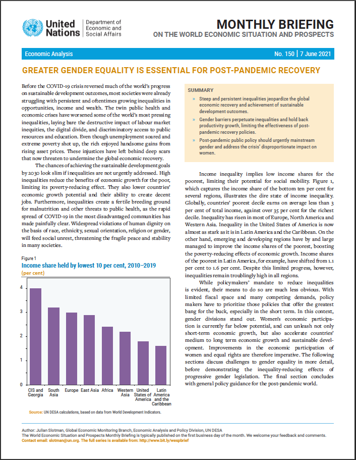World Economic Situation And Prospects: June 2021 Briefing, No. 150