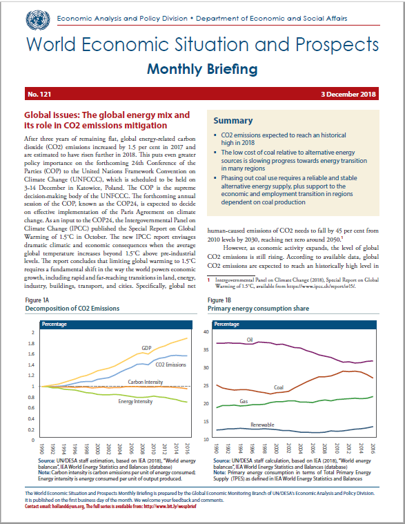 World Economic Situation And Prospects: December 2018 Briefing, No. 121