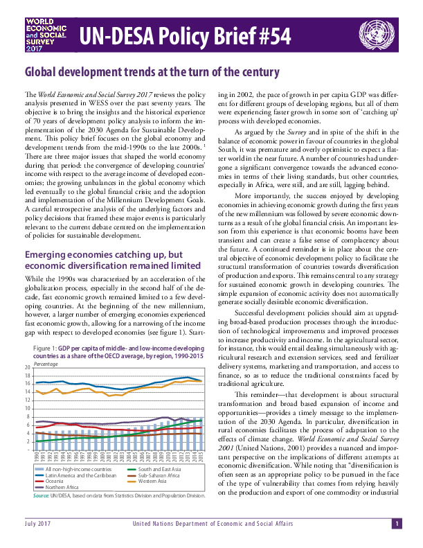 UN/DESA Policy Brief #54: Global development trends at the turn of the century