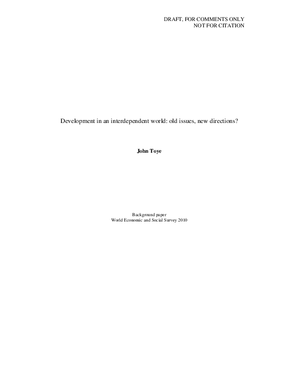 Publications used in the preparation of the World Economic and Social Survey 2010