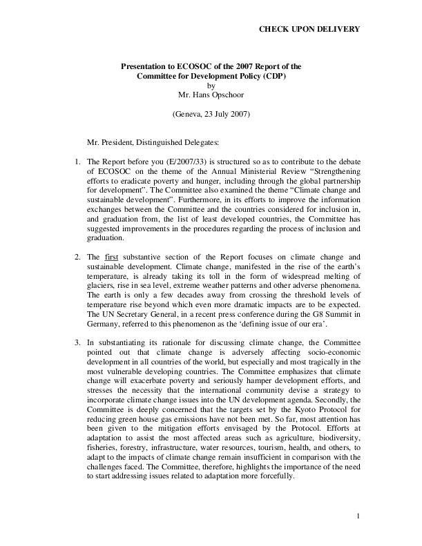 CDP Statements 2007