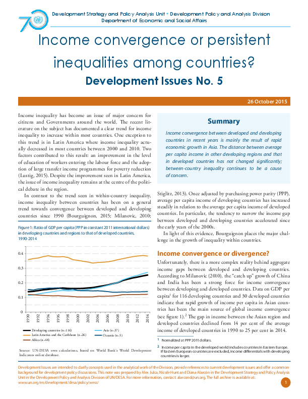 Development Issues No. 5: Income convergence or persistent inequalities among countries?