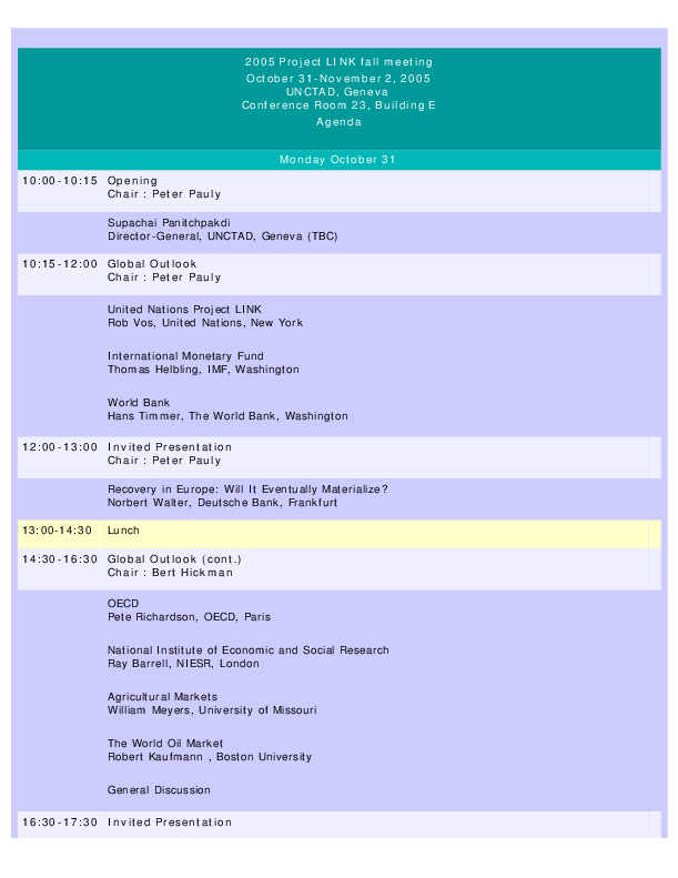 Project LINK Meeting Document 2005