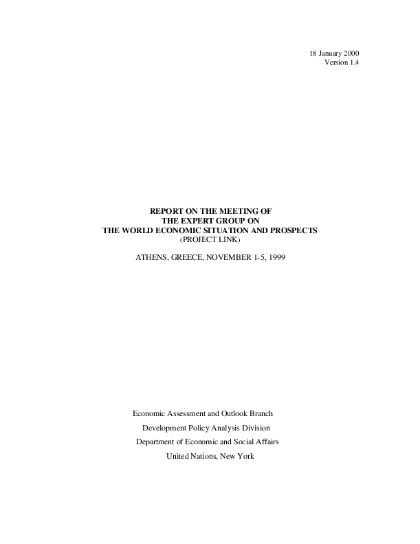 Project LINK Meeting Document 1999