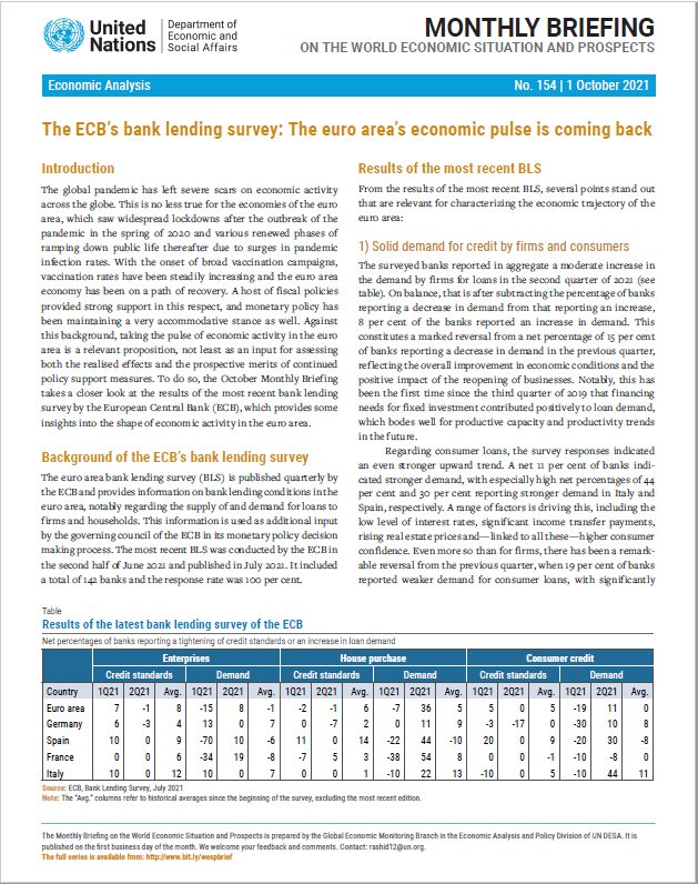 World Economic Situation And Prospects: October 2021 Briefing, No. 154