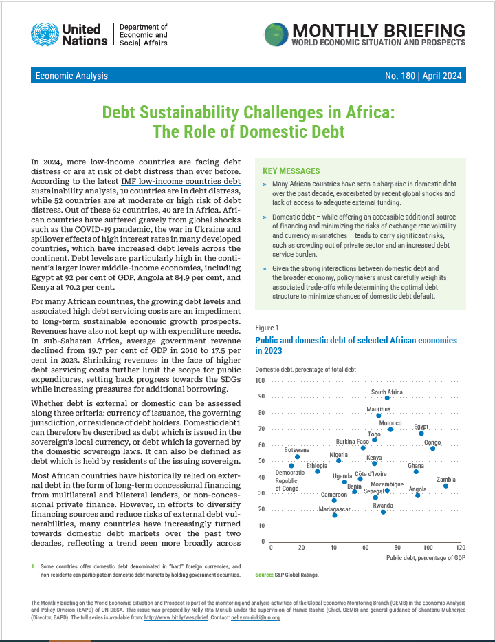 Cover: World Economic Situation and Prospects: April 2024 Briefing, No. 180