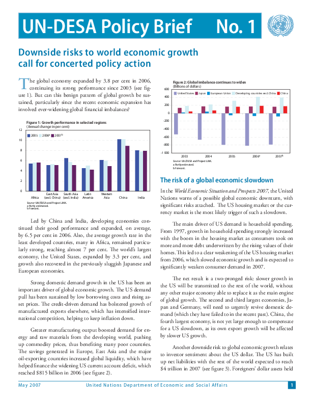 UN/DESA Policy Brief, No. 1