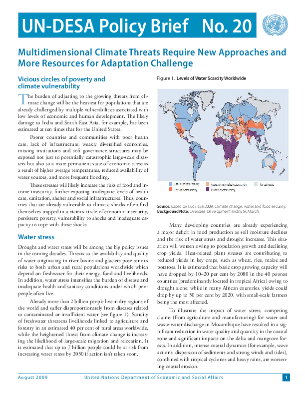 UN/DESA Policy Brief, No. 20