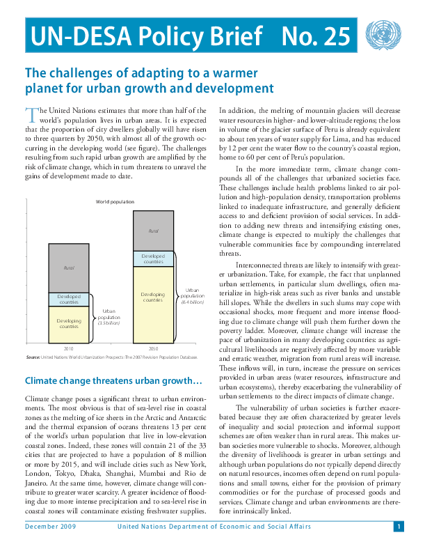 UN/DESA Policy Brief, No. 25