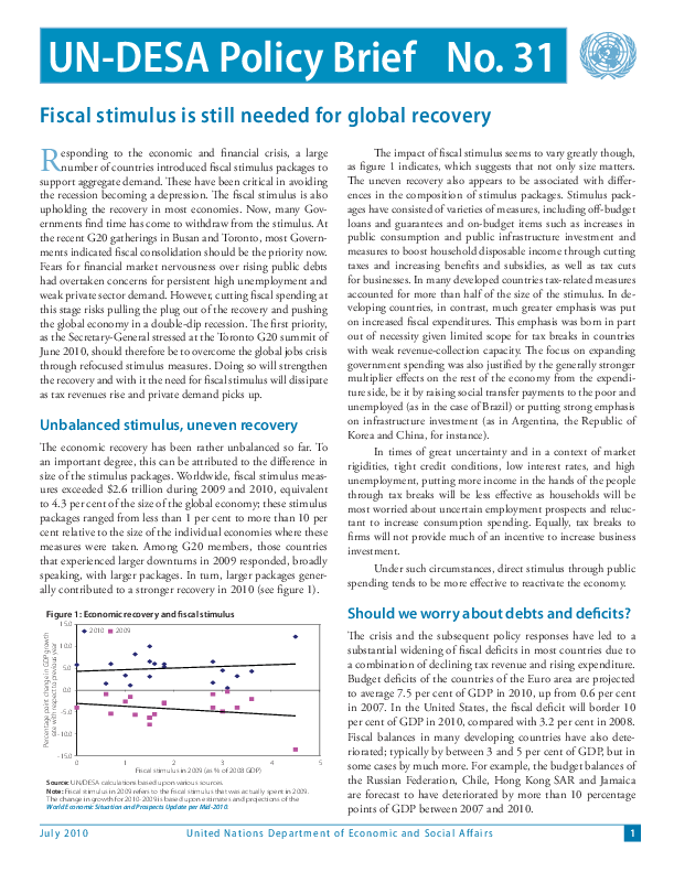 UN/DESA Policy Brief, No. 31